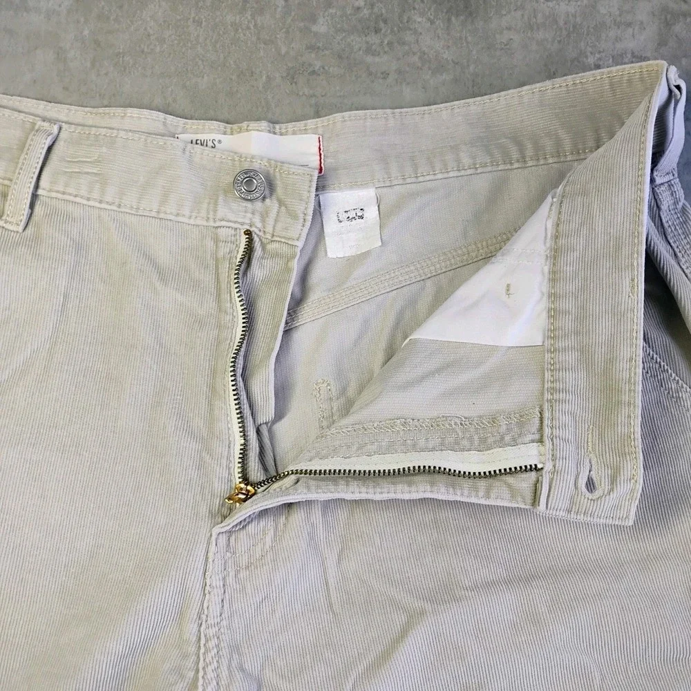 Vintage Levi's Beige Carpenter Corduroy Shorts Red Tab Baggy Mens 33 10 Inseam